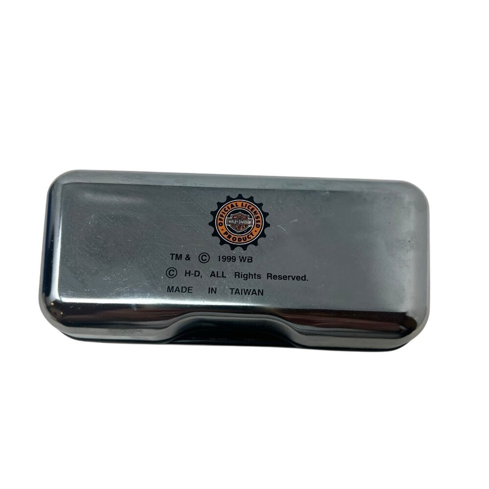 Harley Davidson Motorcycles Vitg Chrome Sun Eye Glasses Case Taz Looney Tunes - Picture 2 of 8